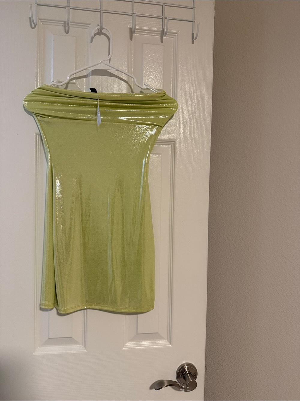 Windsor Strapless Shiny Lime Green Velvet Dress